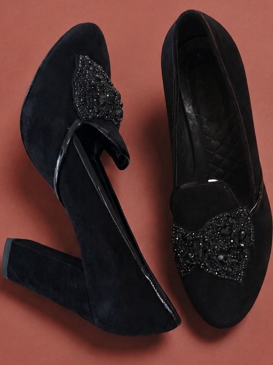 Tory Burch Shoes - Tory Burch Carissa Embellished Bow Black Suede Pumps Heels 8.5M